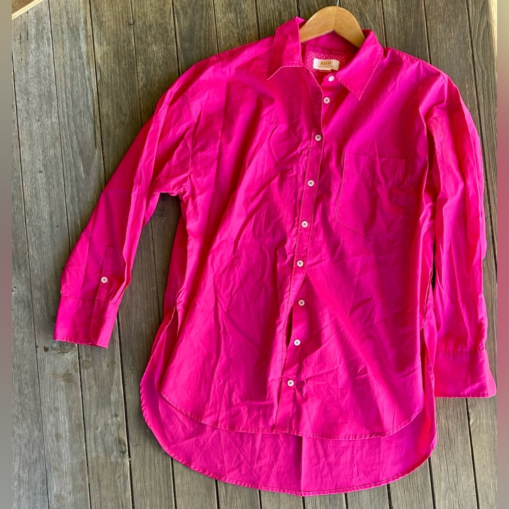 Anthropologie “Maeve” Bright Pink Casual Button Down Shirt